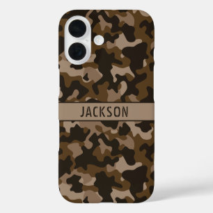 Brown Camouflage Personalized iPhone 16 Case