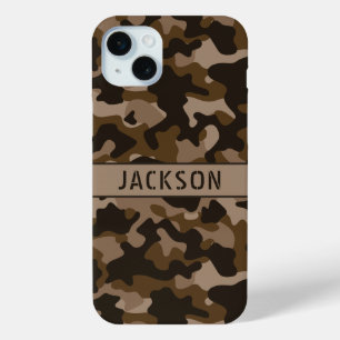 Brown Camouflage Personalized iPhone 15 Plus Case