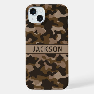 Brown Camouflage Personalized iPhone 15 Plus Case