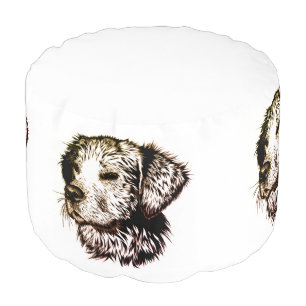 Brown Canine Head Sketch Pouf
