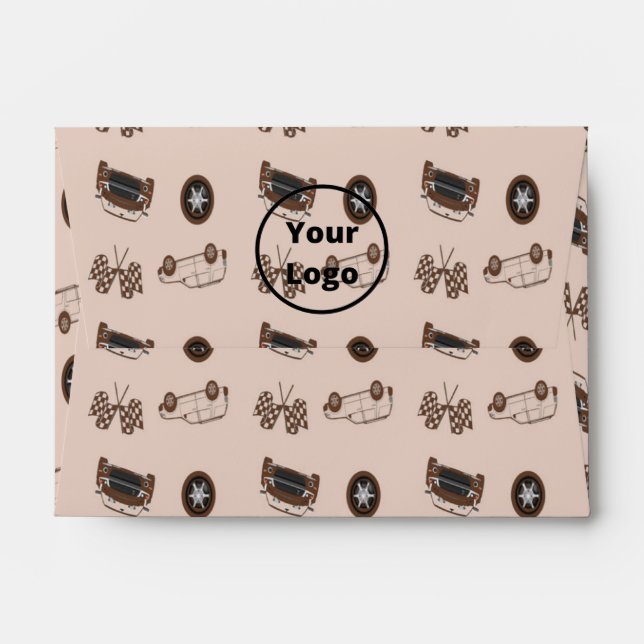 Brown car business pattern envelope (Back (Top Flap))