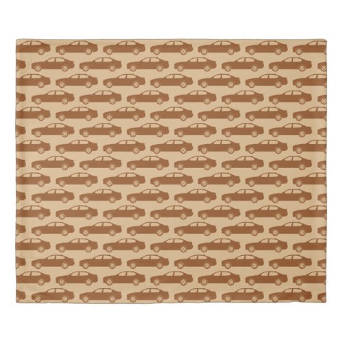 Brown Car Seamless Pattern on Brown Duvet Cover