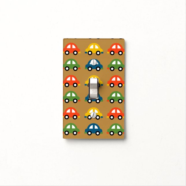 brown cars design lightswitch cover (In Situ)