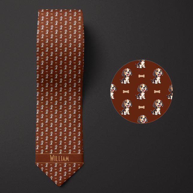 Brown Cartoon Beagle Neck Tie (Creator Uploaded)