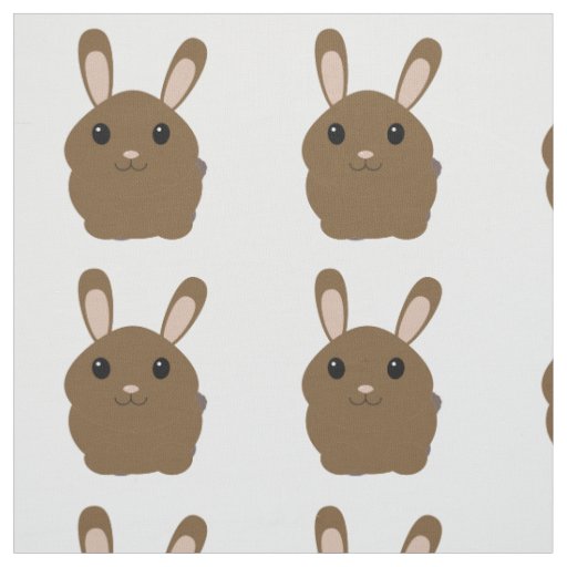Brown Cartoon Bunny Fabric