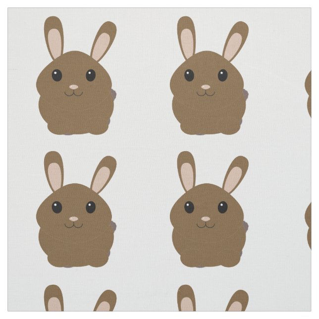 Brown Cartoon Bunny Fabric (Swatch)
