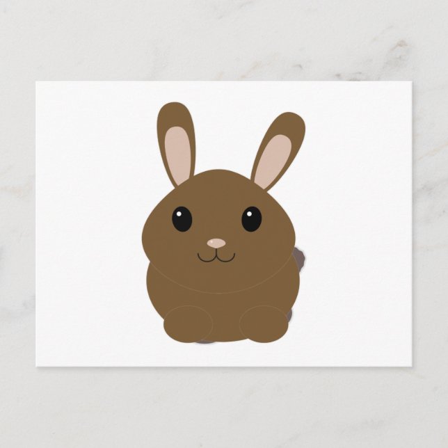 Brown Cartoon Bunny Holiday Postcard (Front)
