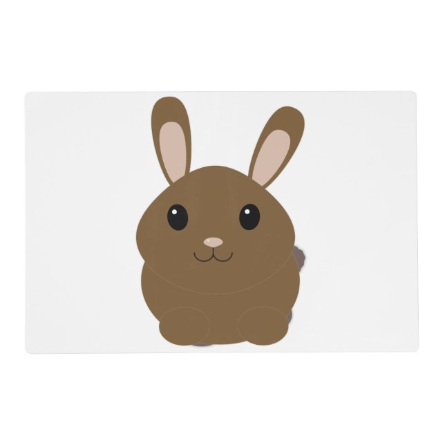 Brown Cartoon Bunny Placemat (Front)