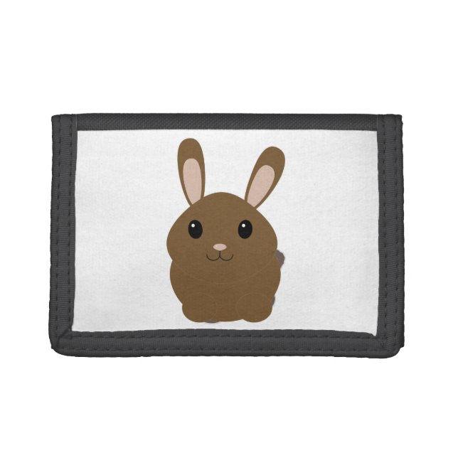 Brown Cartoon Bunny Trifold Wallet (Front)