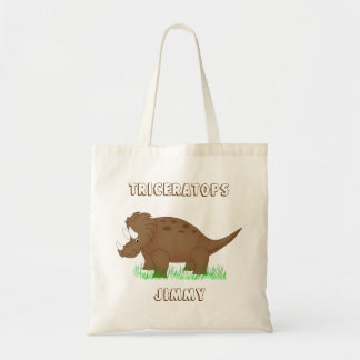 Brown Cartoon Dinosaur Tote Bag