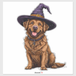 Brown Cartoon Dog Halloween Costume Design Sticker