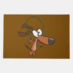 Brown Cartoon Dog Skipping Jump Rope Doormat