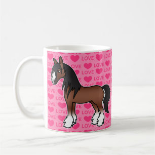 Brown Cartoon Gypsy Vanner Shire Clydesdale Love Coffee Mug