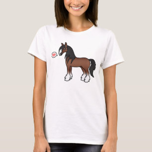 Brown Cartoon Gypsy Vanner Shire Clydesdale Love T-Shirt