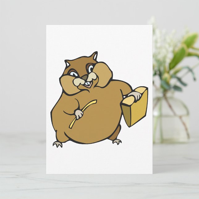 Brown Cartoon Hamster with Cheese Invitation (Creator Uploaded)