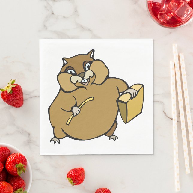 Brown Cartoon Hamster with Cheese Napkins (Creator Uploaded)