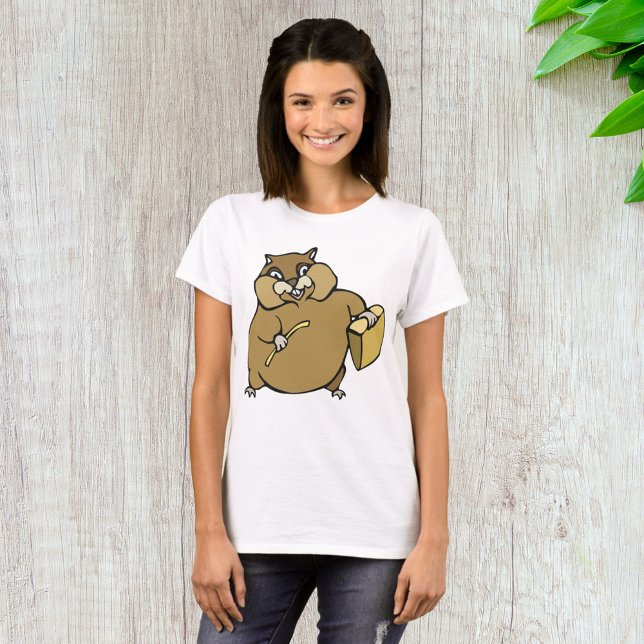 Brown Cartoon Hamster with Cheese T-Shirt (Creator Uploaded)