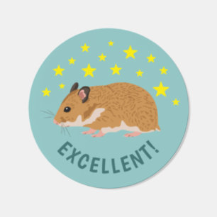Brown Cartoon Pet Hamster Excellent Kids' Reward Classic Round Sticker