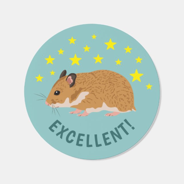 Brown Cartoon Pet Hamster Excellent Kids' Reward Classic Round Sticker (Single)