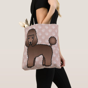 Brown Cartoon Toy Poodle Dog Breed Illustration Tote Bag