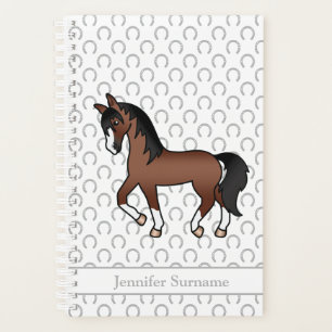 Brown Cartoon Trotting Horse & Custom Text Planner
