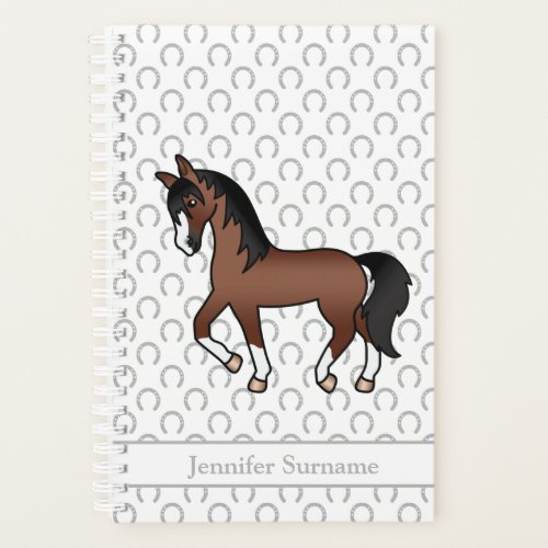 Brown Cartoon Trotting Horse  Custom Text Planner