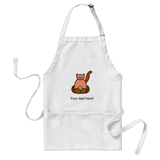 Brown cat cartoon adult apron (Front)