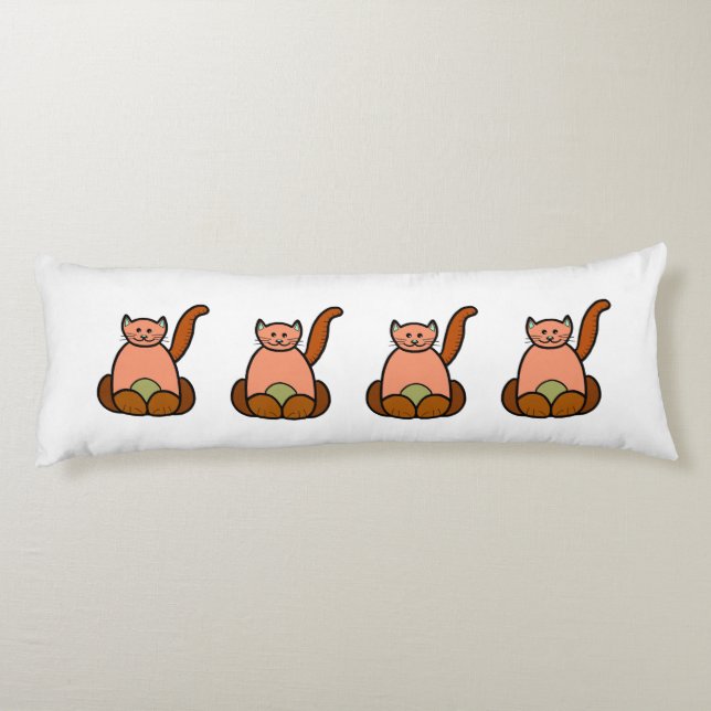 Brown cat cartoon body pillow (Back)