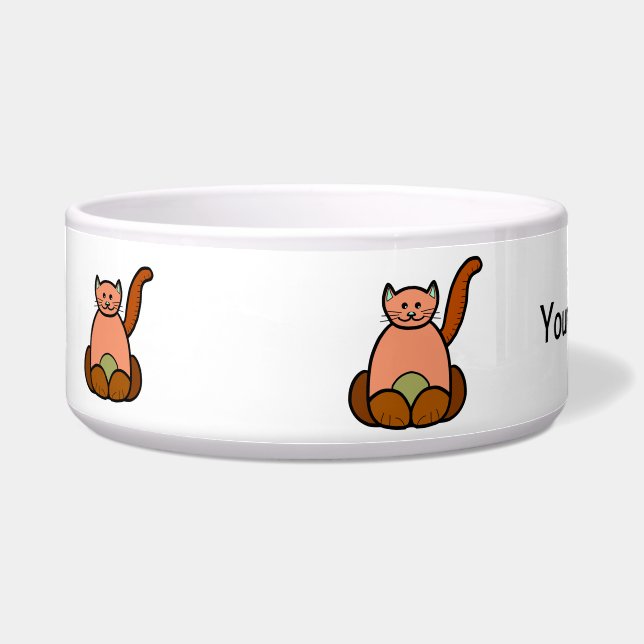 Brown cat cartoon bowl (Front)
