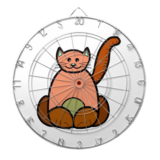 Brown cat cartoon dart board (Front)