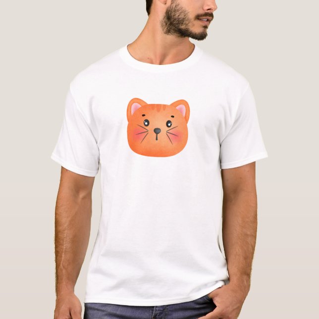 Brown Cat Cute Face T-Shirt (Front)
