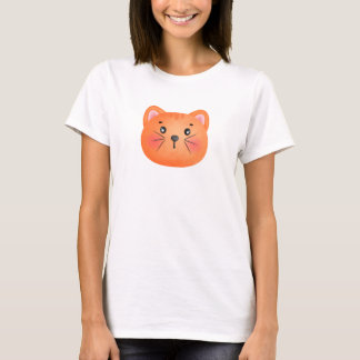 Brown Cat Cute Face T-Shirt