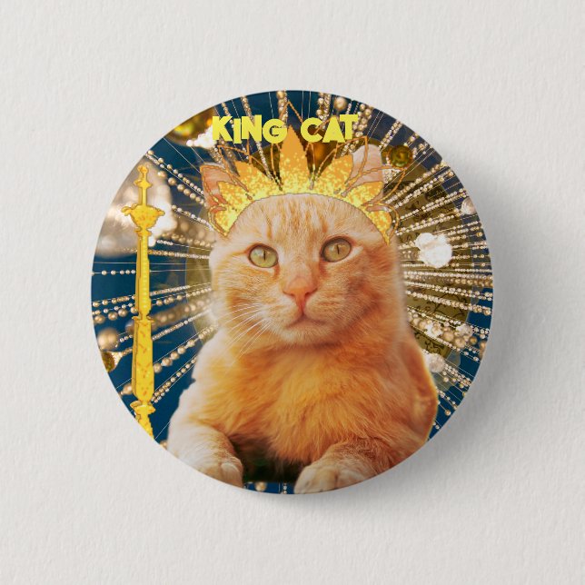 Brown Cat Funny Pet Lovers Cool Modern Chic Trendy Button (Front)