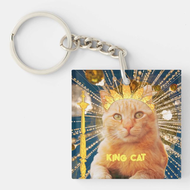 Brown Cat Funny Pet Lovers Cool Modern Hot Trendy Keychain (Front)