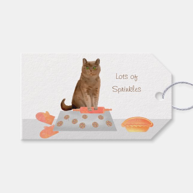 Brown Cat Homemade Bakery Gift Tag (Front (Horizontal))