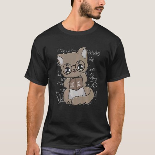 Brown Cat I Love Math And Cats Feline Mathematics  T_Shirt