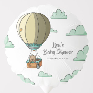 Brown Cat in Hot Air Balloon Baby Shower Balloon