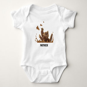 Brown Cat & Night Butterflies Personalized Baby Bodysuit