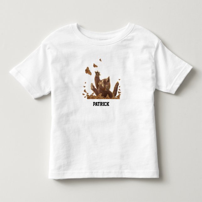 Brown Cat & Night Butterflies Personalized Toddler T-shirt (Front)