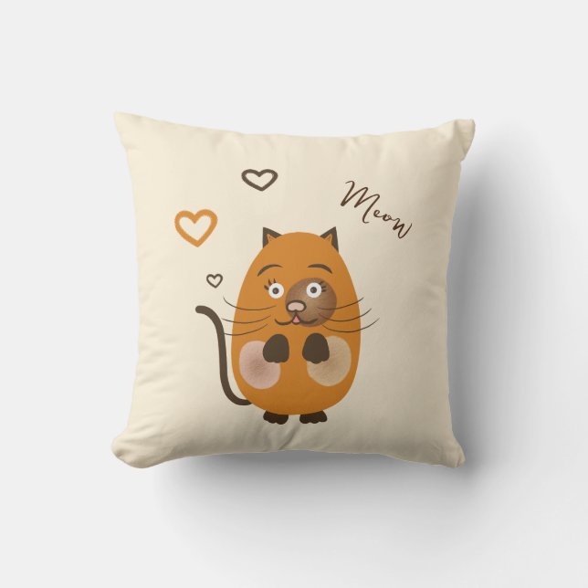 Brown cat throw pillow (Front)