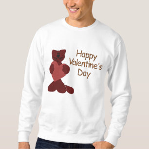Brown Cat with Red Heart Custom Embroidery Embroidered Sweatshirt