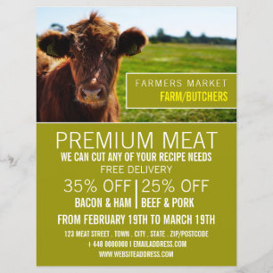 Brown Cattle, Farmer & Butcher Advertising Flyer