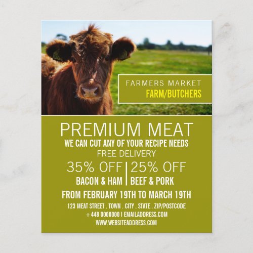 Brown Cattle Farmer  Butcher Advertising Flyer