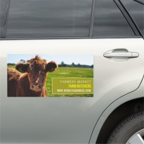 Brown Cattle Farmer  Butcher Car Magnet