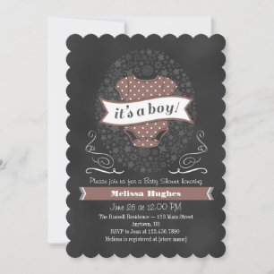 Brown Chalkboard Boy Baby Shower Invite