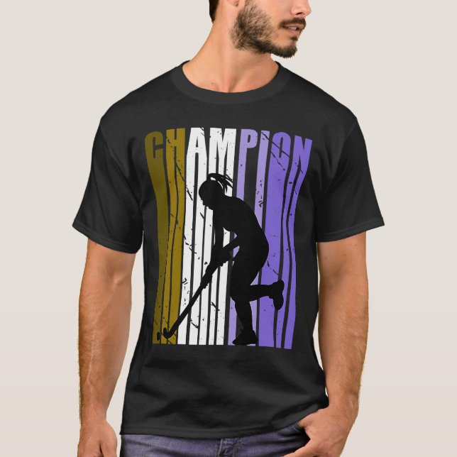 Brown Champion Of Hockey Birthday Competition Comp T-Shirt (Front)