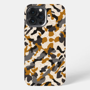 Brown Charcoal Diagonal Camo with Contour Lines iPhone 13 Pro Max Case