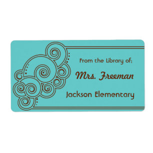 Brown Charming Swirls Bookplates