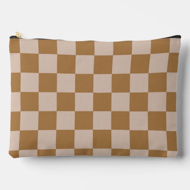 Brown Checkerboard Accessory Pouch (Front)