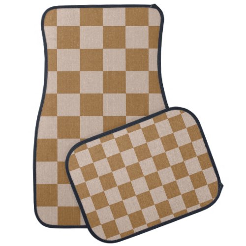 Brown Checkerboard Car Floor Mat